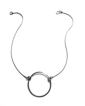 FLAT $165-sterling silver necklace with hammered center ring (16" snake chain)